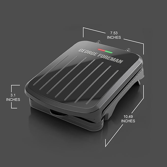George Foreman 2-Serving Classic Plate Electric Indoor Grill and Panini Press,Black,GRS040B,(Pack of 2)