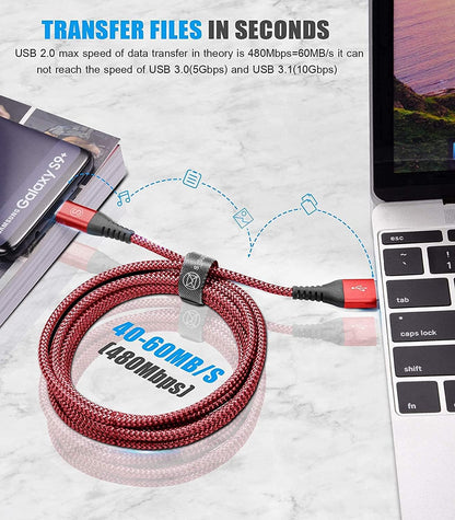 USB Type C Charger Cable [3Pack,10ft+6.6ft+3.3ft], Power Charging Cable for Kindle Fire HD 10 9th 2019 8 10th 2020 Paperwhite 11th 2021 Generation, Samsung Galaxy S21 S20 S10 A13 A33 A53