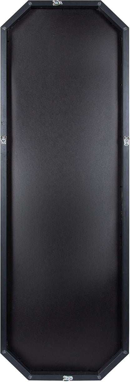 Kate and Laurel Rhodes Modern Full Length Octagon Wall Mirror, 16 x 48, Black, Decorative Glam Geometric Wall Accent