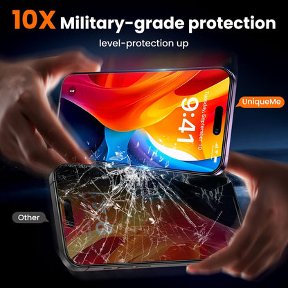 UniqueMe for iPhone 14 Pro Privacy Screen Protector - [Military Grade Shatterproof & 9H+ Hardness] Screen Protector 14 Pro Tempered Glass Full Coverage Protection, Easy to install, 2 Packs