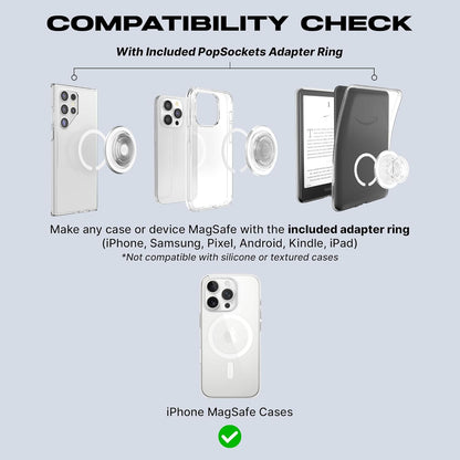 PopSockets Phone Grip for MagSafe with Kickstand, Magnetic Stand, Swappable Top, Secure Hold for iPhone MagSafe Cases, Phone & Tablet Grip, Cute PopSockets - Clear Glitter