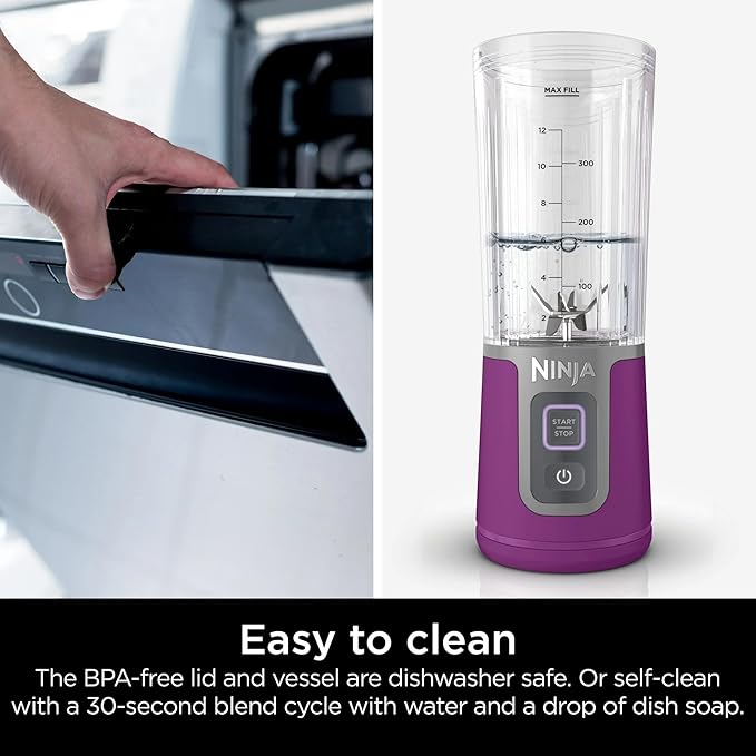 Ninja Blast 16 oz. Personal Portable Blender with Leak Proof Lid and Easy Sip Spout, Perfect for Smoothies, Cordless, USB-C Rechargeable, Dishwasher Safe Parts (Renewed) (Passion Fruit Purple)