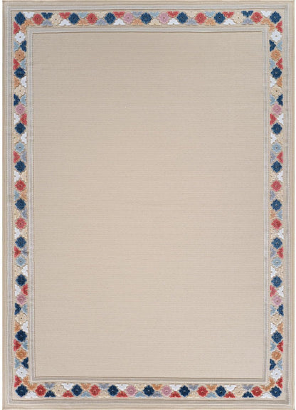 Beverly Rug Outdoor Rug 8x10 Modern Bordered Area Rugs for Indoor and Outdoor Patio Easy to Clean Non Shedding Living Room Porch Garden Washable Outside Carpet (8 x 10 Beige)