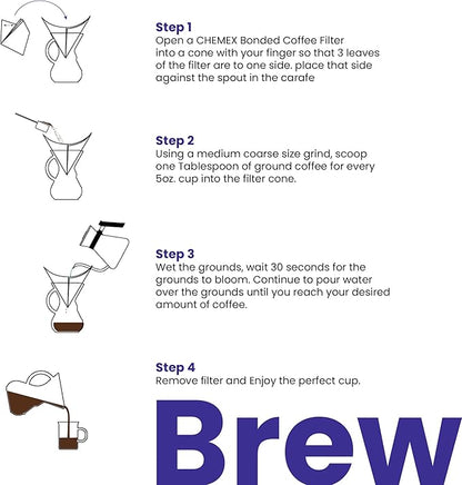 Chemex Pour-Over Glass Coffeemaker - Glass Handle Series - 3-Cup - Exclusive Packaging