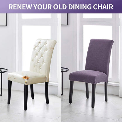 Joccun Chair Covers for Dining Room Set of 4,Dining Chair Slipcovers Stretch Dining Room Chair Covers Seat Protector,Washable Parsons Chair Cover for Home,Hotel(Grapeade,4 Pack)