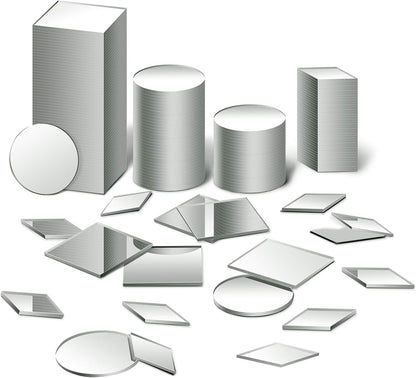 Geiserailie 150 Pieces 1 Inch 3 Shapes Mirror Mosaic Tile Small Round Diamond Square Mini Mosaic Mirrors DIY Craft Glass Decorative for Projects Crafts Supplies, Home Wall Decor.