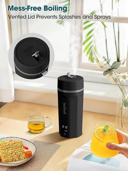 balbali 18.6oz Portable Kettle for Travel 100-250V Dual Voltage for International/Global/Europe - 6 Preset Travel Electric Kettle Hot Water Boiler/Heater/Warmer/Tea Maker - Black