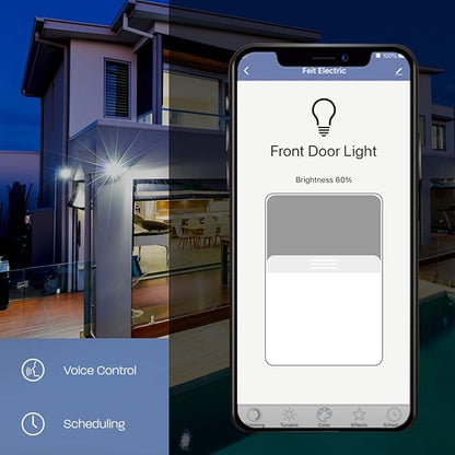 Feit Electric Smart Outdoor Flood Lights with Motion Sensor, 28W LED WiFi Security Light with Dusk to Dawn Compatible with Alexa and Hey Google, Tunable White, 2 Head, Hardwired, S9DFL/CCT/MOT/WH/AG