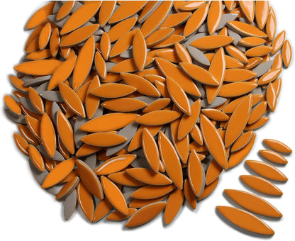 VerzTile Mosaic Tiles for Crafts - Petal Shaped Ceramic Tile Craft Hobbies & Art Projects 39 Color Options Endless Creativity DIY Design (Orange)