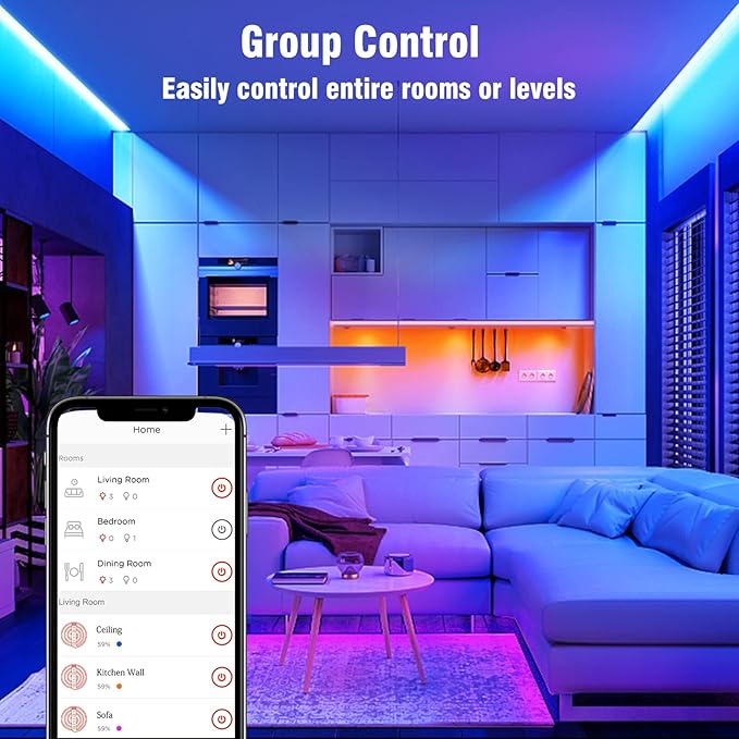 Sengled Smart Zigbee Multicolor Light Strip, 2M (6.56ft) Base Kit, Hub Required, Also Compatible with Alexa & Google Assistant, RGBW, Extendable, High Brightness, 1400Lumens (E1G-G8E)