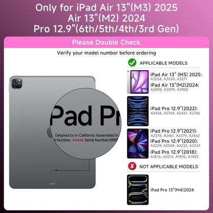 Transparent Case with Keyboard for iPad Air 13 Inch (M3/M2, 2025/2024), iPad Pro 12.9 Inch (6/5/4/3 Gen),7-Color Backlit,Magic Wireless Keyboard, 360°Rotating,with trackpad,Pencil Holder,Pink