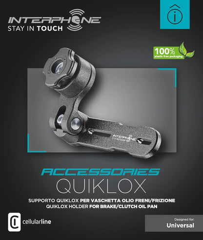 Interphone, Brake Mount, Indicated for Scooters or Motorbikes with No Space on The Handlebars, Bracket Suitable for Any Brake Fluid Reservoir