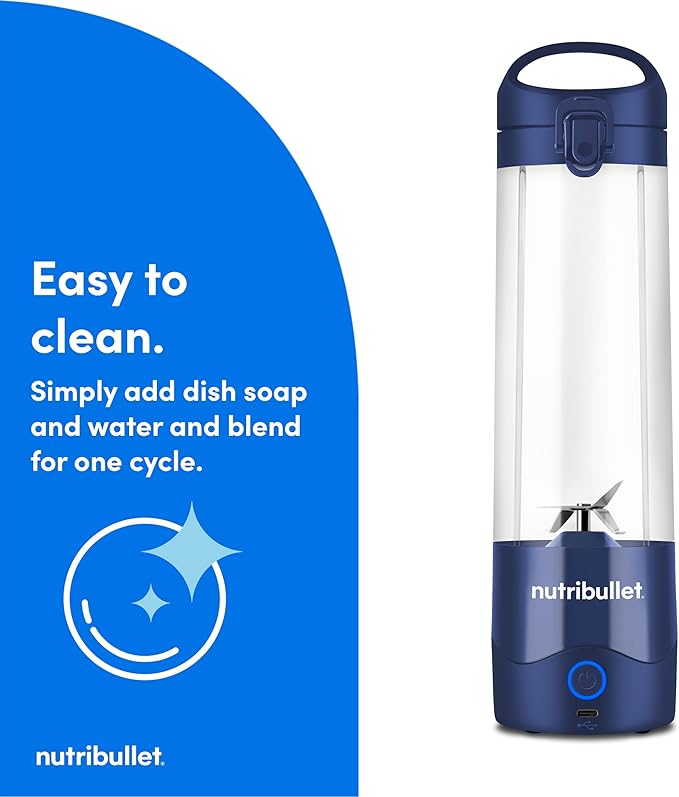 nutribullet Portable Blender, Cordless, 20oz Vessel, Personal Blender, USB-C Rechargeable, Navy Blue, NBPB50100NB