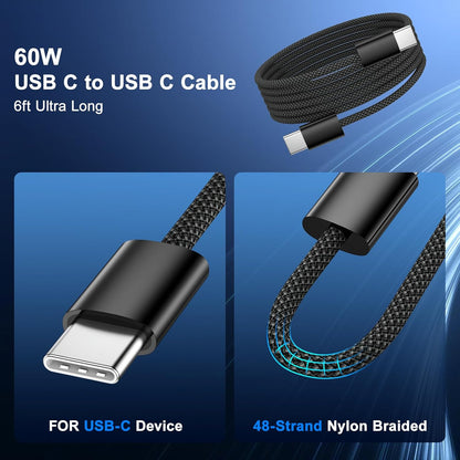 Car Charger for iPhone 16 15 Pro Max, Besgoods 4-Port Cigarette Lighter Adapter USB C & USB A Car Phone Charger Fast Charging Voltmeter for Galaxy S24 S23 A15 A54 Android, 6ft USB C to C Cable
