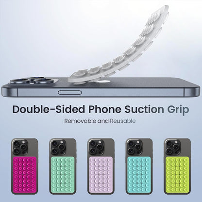 Double Sided Silicone Suction Phone Holder Mount, Silicon Accessory for iPhone and Android, Hands-Free Mirror Shower Phone Holder, TikTok Videos and Selfies (Transparent)