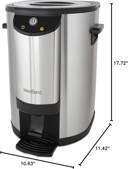 West Bend 57042 Coffee Urn Double Walled Stainless Steel Features Automatic Temperature Control Large Capacity with Fast Brewing and Easy Clean Up NSF Certified, 42-Cup, Silver