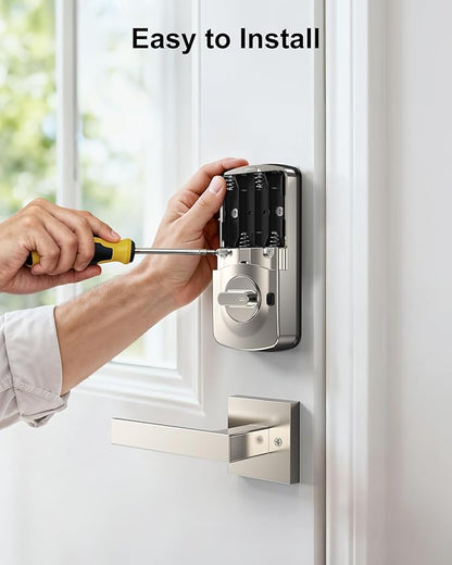 Front Door Lock with Handle Set, Hornbill Smart Deadbolt Keyless Entry, App Control and Auto-Lock, Touchscreen Keypad Electronic Deadbolt, Bluetooth/Key Fobs/Password Unlock for New House