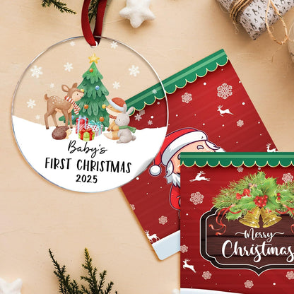 Baby's First Christmas Ornament 2025 - Acrylic Baby Ornaments for Christmas Tree - Baby's First for New Parents, Family, Baby Boy Or Baby Girl - Christmas Tree Hanging Decorations