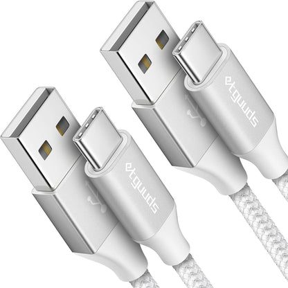 etguuds 4ft USB A to USB C Cable 3A Fast Charging, 2-Pack USB A to USB Type C Charger Cord for iPhone 16 15 Pro/Pro Max/Plus, for Samsung Galaxy S24 S23 S22 S21 S20 S10 A55 A54 Flip Note, Moto, White