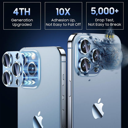 Uyiton for iPhone 13 Pro/iPhone 13 Pro Max Camera Lens Protector, [Strong Adsorption] [Drop Protection] Metal Ring Tempered Glass Rear Camera Screen Cover - Blue