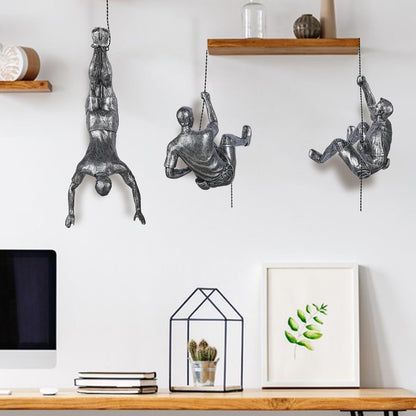 Large Set of 3 Climbing Men Wall Art Decor Sculpture,Nordic Modern Simplicity Decorative Wall Art, Climbing Man Sculptures,Home & Office Climber Gifts
