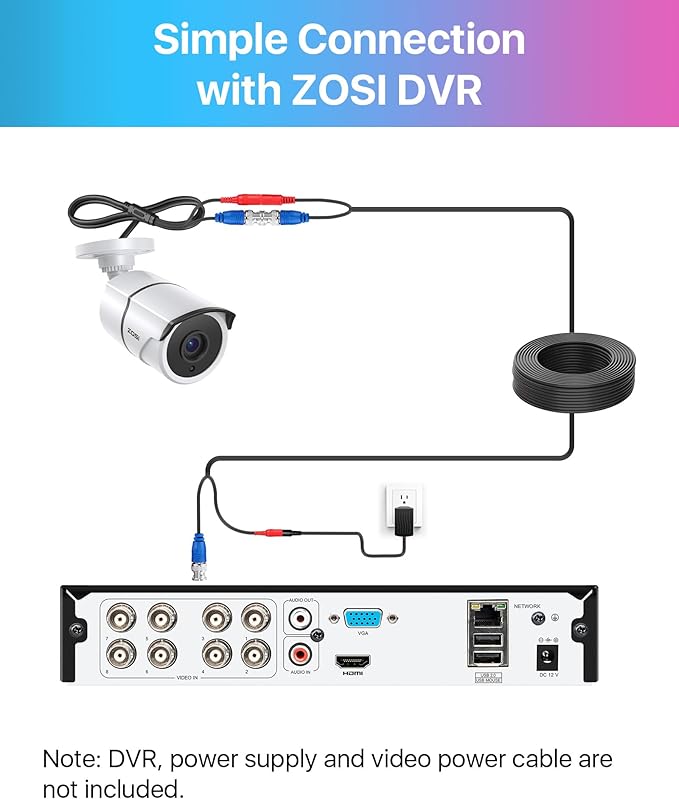 ZOSI 4 Pack 1080P 2MP HD-TVI Security Cameras with Audio, 100ft Night Vision, IP66 Weatherproof, Home Surveillance Outdoor Indoor CCTV Bullet Camera for 1080P/5MP/4K HD-TVI Analog DVR Systems