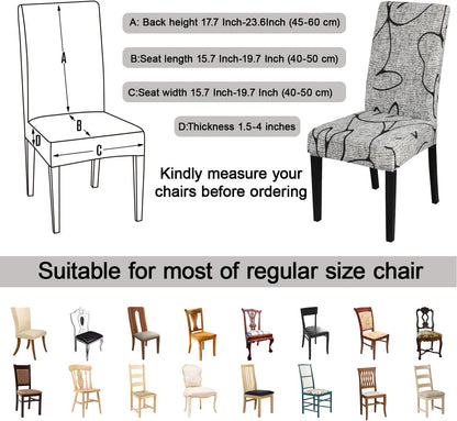 JQinHome Pattern Chair Covers for Dining Room Set of 8, High Stretch Removable Washable Parsons Chair Slipcover for Home Party Hotel Wedding Ceremony (8PCS, Lotus Gray)