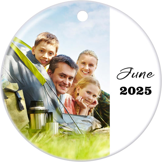 Personalized Christmas Ornaments 2025 Ceramic Custom Photo Text Christmas Ornament Customized Photo Ornament Christmas Tree Decorations Gift for Family Kids Friends Couples Wedding
