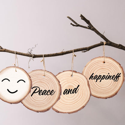 60 PCS 4 inch Unfinished Wood Slices with Hole, Natural Wood Slices, Predrilled with Hole Wood Slice for DIY Arts Craft Christmas Ornaments by GNIEMCKIN