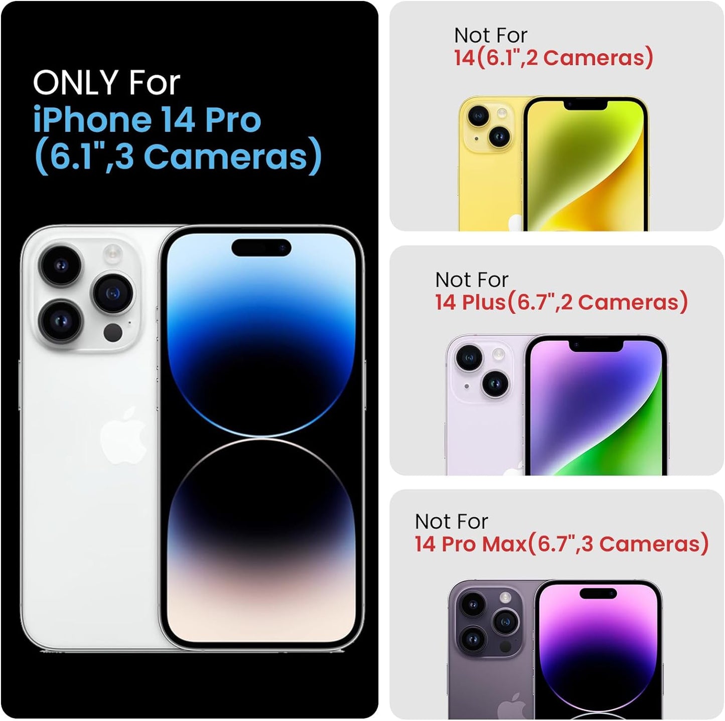 FireNova for iPhone 14 Pro Case, Silicone Upgraded [Camera Protection] Phone Case with [2 Screen Protectors], Soft Anti-Scratch Microfiber Lining Inside, 6.1 inch, Black