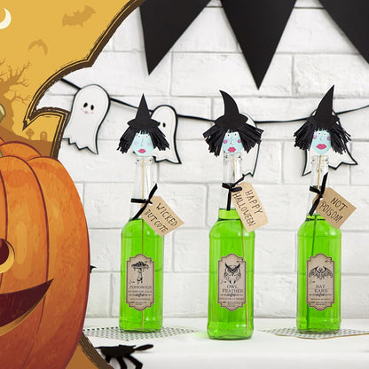 KIMOBER 144PCS Halloween Bottle Labels, Assoeted Vintage Laminated Animal Apothecary Potion Bottles Stickers for Halloween Party Supplies Photo Props