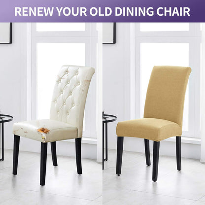 Joccun Chair Covers for Dining Room Set of 2,Dining Chair Slipcovers Stretch Dining Room Chair Covers Seat Protector,Washable Parsons Chair Cover for Home,Hotel(Parmesan,2 Pack)