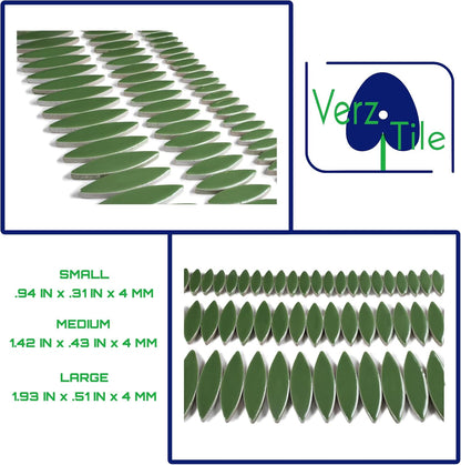 VerzTile Mosaic Tiles for Crafts - Petal Shaped Ceramic Tile Craft Hobbies & Art Projects 39 Color Options Endless Creativity DIY Design (Green)