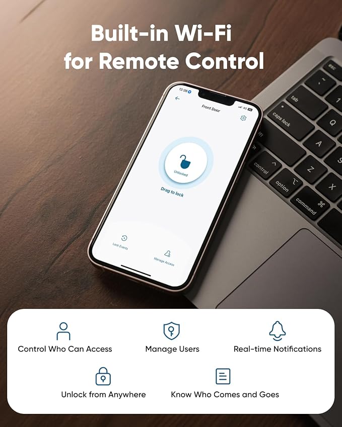 eufy Security Smart Lock C30, Keyless Entry Door Lock, Built-in WiFi Keypad Deadbolt for Front Door, No Bridge Required, Easy Installation, App Remote Control, Reliable Power, Traditional, Nickel