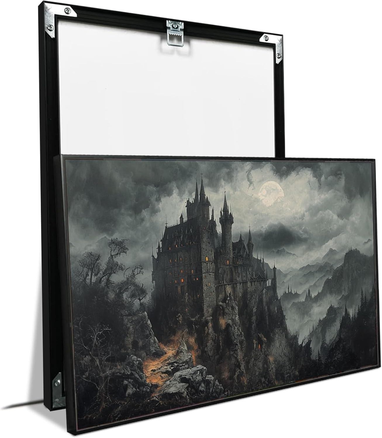 JFHCQJPK Vintage Castle Poster Dark Academy Victorian Gothic Castle Wall Art Poster Moody Mystical Art Print Suitable for Home Living Room Bedroom20x30in Metal blackFramed