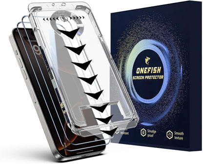 OneFish Screen Protector for Iphone 14 Pro, HD Clarity Tempered Glass Film 9H+ Hardness, with Hassle-Free Installation Frame, Dust-Free Bubble-Free Anti-Fingerprint, 2Pack
