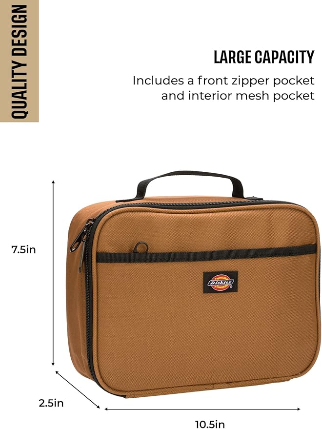 Dickies Kids Insulated Lunch Bag for School, Thermal Reusable Lunch Box for Kids, Boys, Girls - 8 Years Old and Up (Brown Duck)