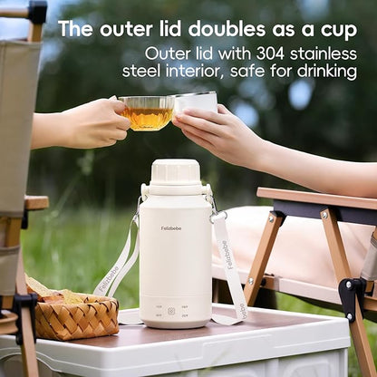 33.8 Oz/1000mL Portable Electric Kettle,304 Stainless Steel travel kettle,Hot Water Boiler and Keep Warm,4 Temp Settings,600W Fast Boiling Water with Auto Shut-Off and Boil Dry Protection