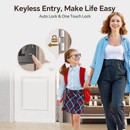 Keyless Entry Door Lock Set WiFi Smart App Control Door Lock for Front Door Keypad Deadbolt with 2 Knobs Auto Lock One Time Codes Easy Install, Black