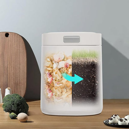 2.5L/0.66gal Electric Composting Machine, Three Working Modes Kitchen Composter with Lid and Removable Bucket, Composting Machine for Apartment Kitchen Countertop, White
