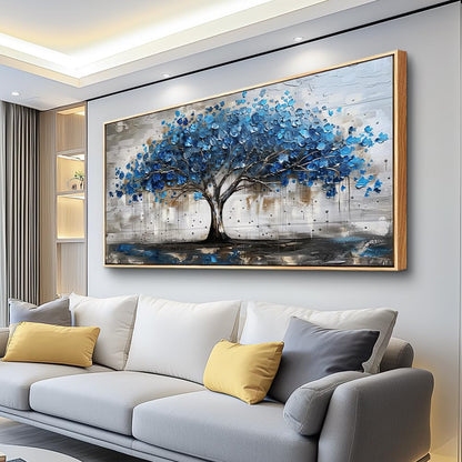 hyidecorart Canvas Wall Art For Office Abstract Wall Decoration For Living Room Bedroom Decor Tree Panoramic Landscape Painting Wood Framed Prints Textured Pictures Artwork Large Modern Hotel Decor