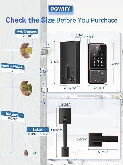 Keyless Entry Door Lock with Handle, APP Control Smart Front Set, Keypad Door with Handle, Keypad Deadbolt Auto Lock, Easy to Install, Bluetooth, Oil Rubbed Bronze