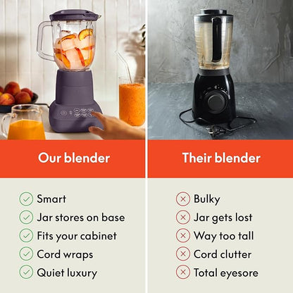 bella 10 Speed Countertop Blender, Juicer & Smoothie Maker, Fits-anywhere™ Kitchenware, Slim Flip & Store Design, Dishwasher Safe 48oz Capacity Pitcher & Lid, Stainless Steel Blade, 450 Watt, Plum
