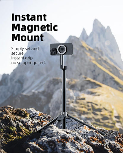 TODI 65" Magnetic Tripod for iPhone with Remote, Selfie Stick for iPhone Magsafe, Cell Phone Tripod Stand for Recording, Travel Tripod Compatible with 16/15/14/13/12 Series (Black Silver)
