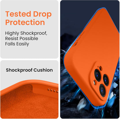FireNova Designed for iPhone 13 Pro Case, Silicone Upgraded [Camera Protection] Phone Case with [2 Screen Protectors], Soft Anti-Scratch Microfiber Lining Inside, 6.1 inch, Neon Orange