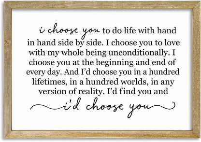 I Choose You To Do Life Sign Wall Decor 16X11 I Love You InchRomantic Marriage Art Wooden Framed Wall Hanging (Wood)
