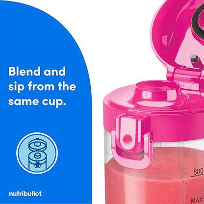 nutribullet Portable Blender, Cordless, 20oz Vessel, Personal Blender, USB-C Rechargeable, Bright Pink, NBPB50100BP