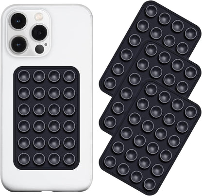 Silicone Suction Phone Case Mount 3 Pack, Silicon Adhesive Suction Cup Phone Mount, Non Slip Sticky Phone Grip for Cellphone, Strong Grip Holder for Selfies and Videos (Black)