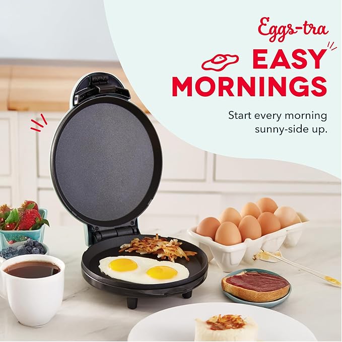 Dash Round Express Electric - Pancake Maker & Eggs Griddle System - Healthy Breakfast Maker - Quick Heat-Up & Easy Cleanup - nonstick surface - Red