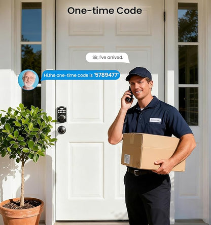 Veise Fingerprint Door Lock with 2 Knobs - Keyless Entry Door Lock with Handle, Electronic Keypad Deadbolt, Smart Front Handle Set, Auto-Locking, Waterproof, Easy Installation, Matte Black